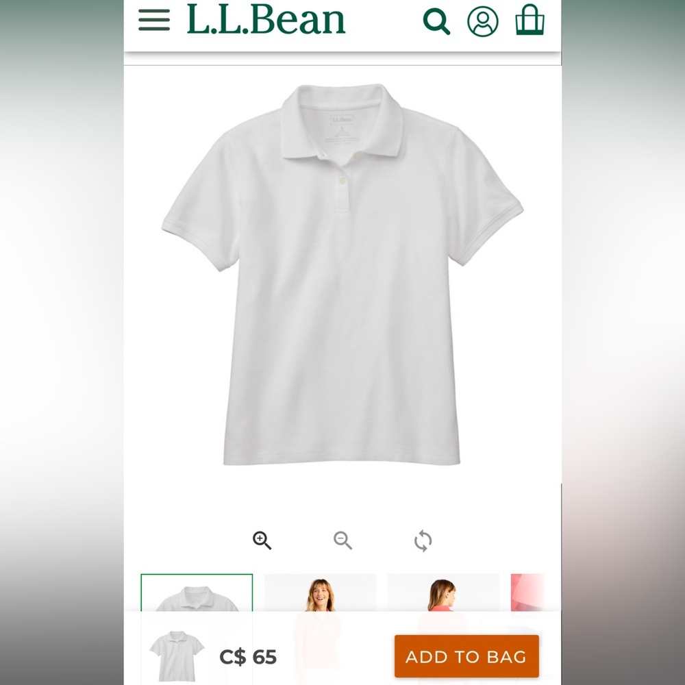LL bean white womans polo - nwot. XL